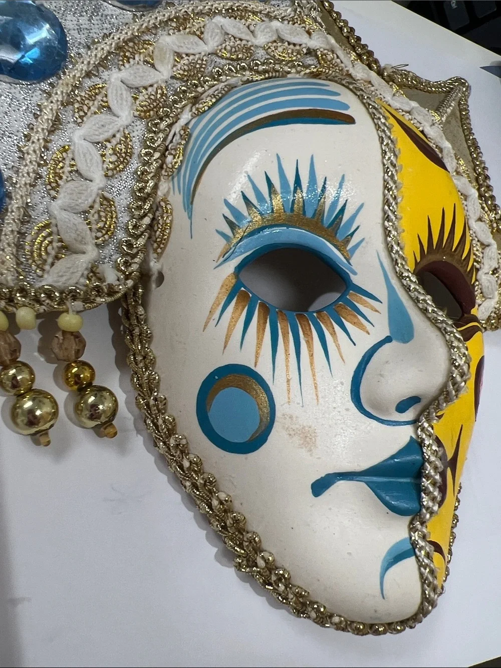 Sun & Moon Two-Tone Decorative Wall Mask - Yellow and White